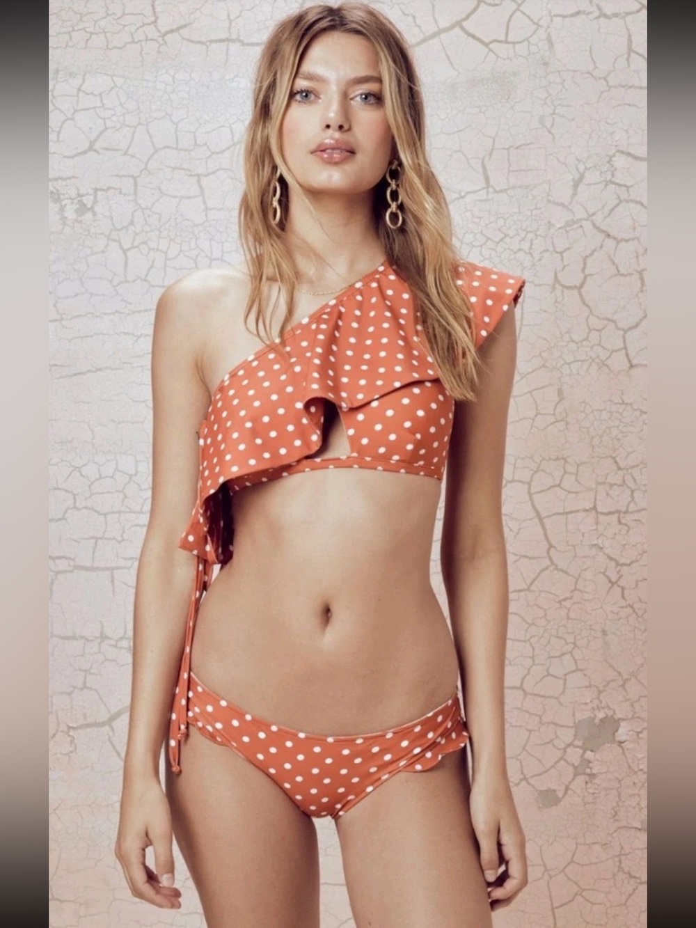 NWT For Love & Lemons Tropicana 2 Look Bikini Set Bandeau Top Ruffle Bottom Sz S